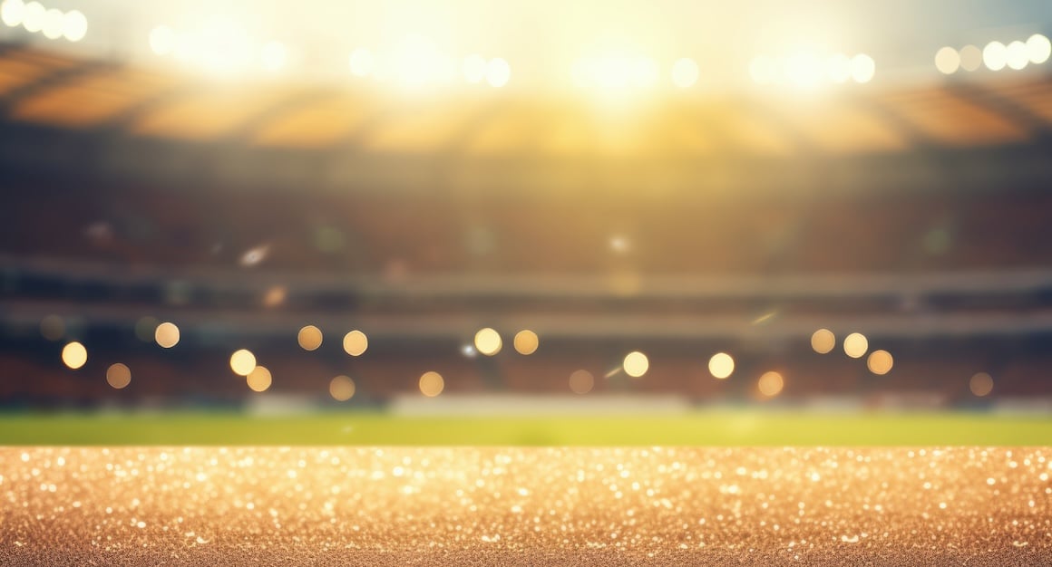 Stadium arena with unfocused lights representing data points for venue operations technology