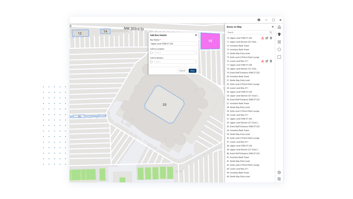 Creating sections in the map editor